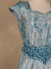 Blue Floral Designed Crepe Gown