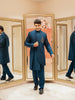 Blue Floral Designed Sherwani Suit for Reception - Diadem