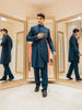 Blue Floral Designed Sherwani Suit for Reception - Diadem