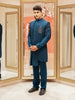 Blue Floral Designed Sherwani Suit for Reception - Diadem