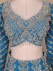 Blue Floral Embroidered Bridal Net Lehenga Set With Dupatta - Diadem