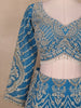 Blue Floral Embroidered Bridal Net Lehenga Set With Dupatta - Diadem