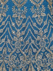 Blue Floral Embroidered Bridal Net Lehenga Set With Dupatta - Diadem