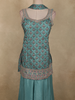 Blue Floral Embroidered Design Tussar Silk Palazzo Suit with Dupatta