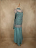 Blue Floral Embroidered Design Tussar Silk Palazzo Suit with Dupatta