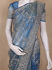 Blue Floral Embroidered Tissue Organza Saree