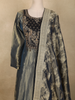 Blue Floral Embroidered Tissue Silk Palazzo Suit with Dupatta