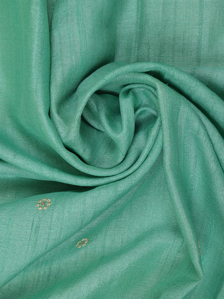 Blue Floral Embroidered Tussar Silk Saree - Diadem