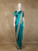 Blue Floral Heavy Sequins and Beads Embroidered Design Satin Designer Saree