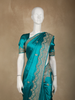 Blue Floral Heavy Sequins and Beads Embroidered Design Satin Designer Saree