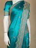 Blue Floral Heavy Sequins and Beads Embroidered Design Satin Designer Saree