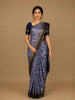 Blue Floral Printed Chiffon Saree