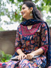 Blue Floral Printed Cotton Salwar Suit - Diadem