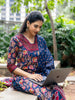Blue Floral Printed Cotton Salwar Suit - Diadem