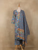 Blue Floral Printed Design Cotton Straight Cut Salwar Suit