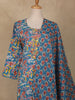Blue Floral Printed Design Cotton Straight Cut Salwar Suit
