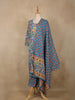 Blue Floral Printed Design Cotton Straight Cut Salwar Suit