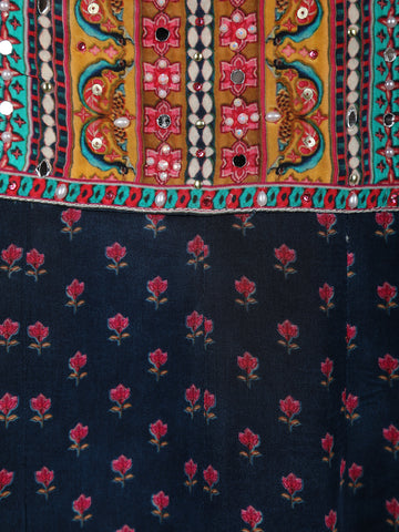 Blue Floral Printed Synthetic Salwar Suit - Diadem