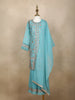 Blue Floral Sequins Embroidered Kids Georgette Palazzo Suit with Dupatta
