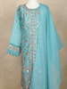 Blue Floral Sequins Embroidered Kids Georgette Palazzo Suit with Dupatta