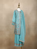 Blue Floral Sequins Embroidered Kids Georgette Palazzo Suit with Dupatta