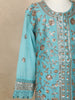 Blue Floral Sequins Embroidered Kids Georgette Palazzo Suit with Dupatta