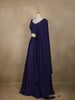 Blue Floral Sequins Embroidered Satin Lehenga With Dupatta - Diadem