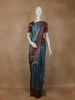 Blue Floral Woven Pure Kanchipuram Silk Saree