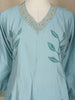 Cyan Blue Leaf Motif Printed Silk Anarkali Salwar Suit With Floral Printed Dupatta