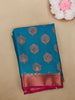 Blue Paisley Woven Mysore Silk Saree With Contrast Pink Zari Border