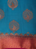 Blue Paisley Woven Mysore Silk Saree With Contrast Pink Zari Border