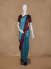 Blue Solid Designed Semi Tussar Saree With Contrast Border