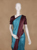 Blue Solid Designed Semi Tussar Saree With Contrast Border