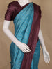 Blue Solid Designed Semi Tussar Saree With Contrast Border
