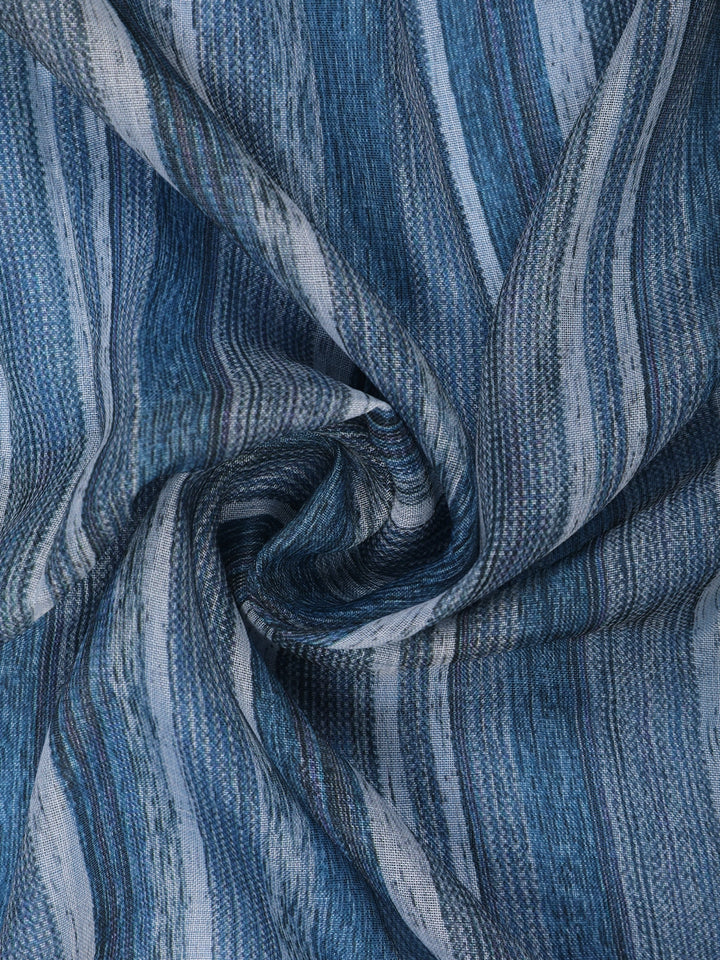Blue Striped Semi Tussar Silk Saree - Diadem