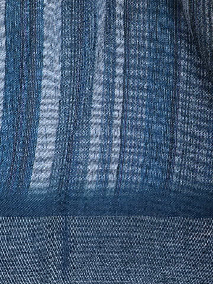 Blue Striped Semi Tussar Silk Saree - Diadem