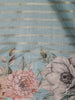 Blue Stripes And Floral Printed Tussar Silk Saree