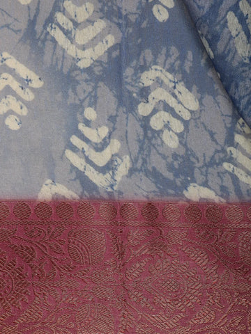 Blue Abstract Designed Chanderi Cotton Saree - Diadem