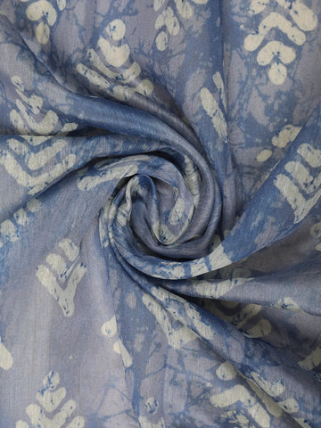 Blue Abstract Designed Chanderi Cotton Saree - Diadem
