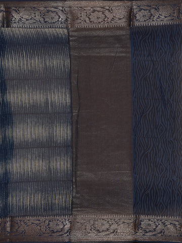 Blue Abstract Designed Chanderi Cotton Saree - Diadem