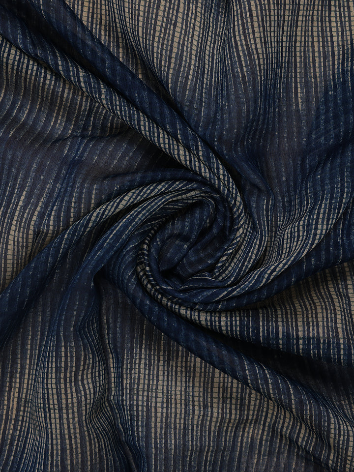 Blue Abstract Designed Chanderi Cotton Saree - Diadem