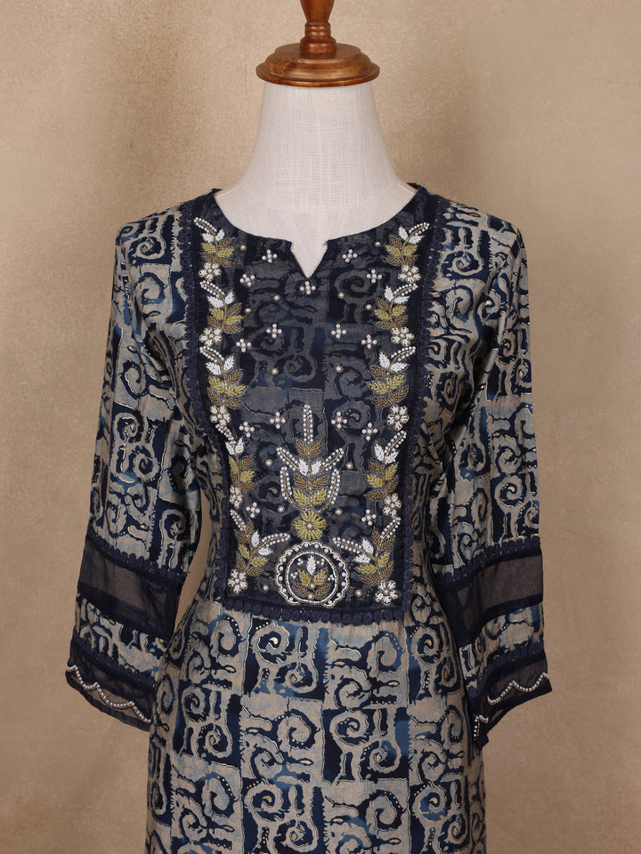 Blue Abstract Designed Cotton Salwar Suit - Diadem