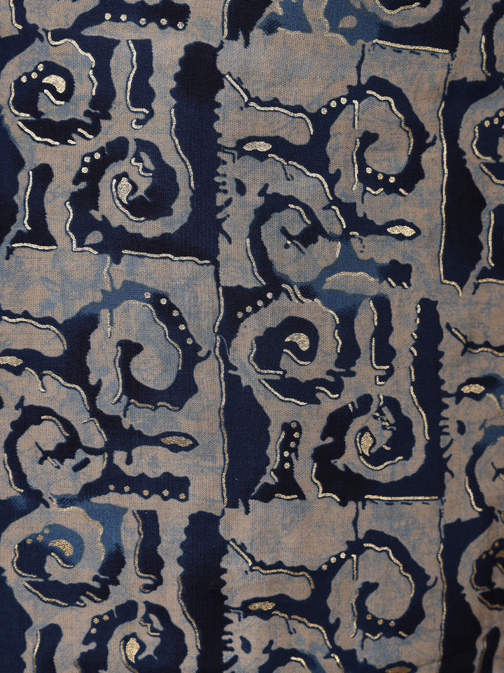 Blue Abstract Designed Cotton Salwar Suit - Diadem