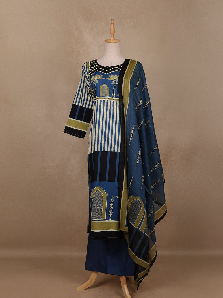 Blue Abstract Designed Salwar Suit - Diadem