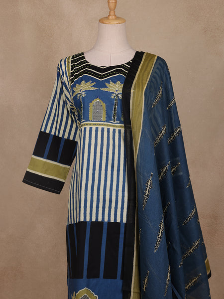 Blue Abstract Designed Salwar Suit - Diadem