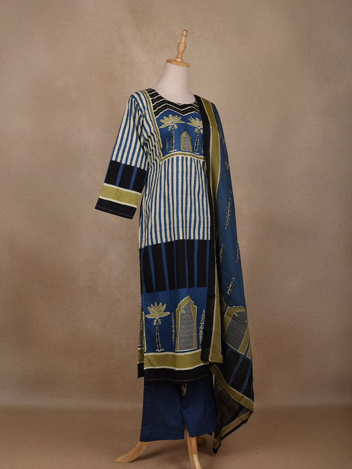 Blue Abstract Designed Salwar Suit - Diadem