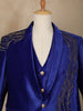 Blue Abstract Embroidery Velvet Men's Suit - Diadem