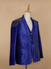 Blue Abstract Embroidery Velvet Men's Suit - Diadem