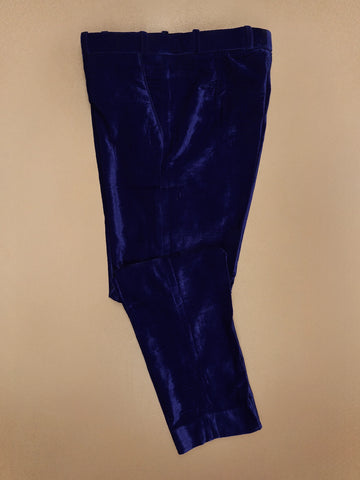Blue Abstract Embroidery Velvet Men's Suit - Diadem