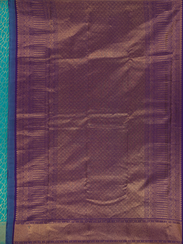 Blue Abstract Woven Pure Kanchipuram Silk Saree - Diadem
